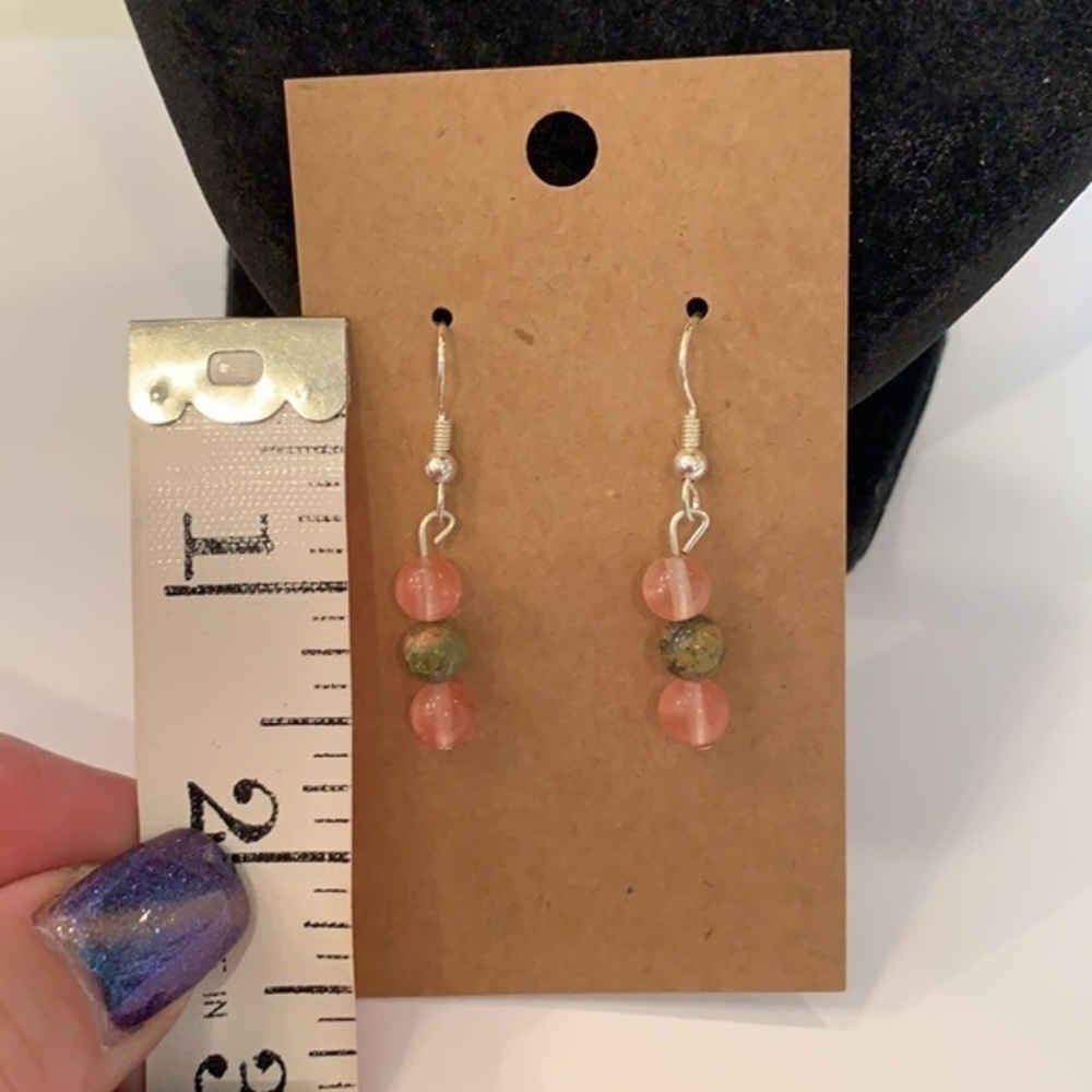 💐5/25 natural three stone delicate dangle drop - Picture 6 of 7